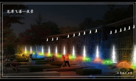 泰安龍潭湖噴泉效果